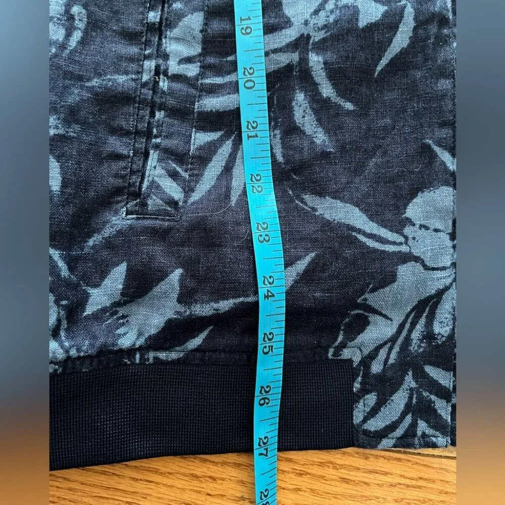 [Tag:L/Ptp:21”]Zara Denim Couture Navy Floral linen Bomber Jacket Lined - Picture 9 of 11